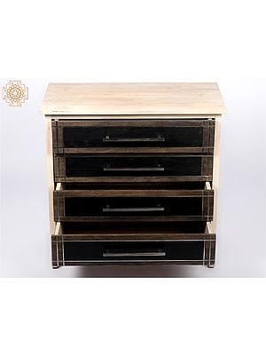 30" Wood and Iron Four Drawers Chest Cabinet