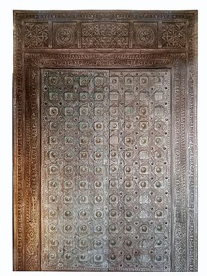 93" Large Wooden Carved Designer Entrance Door | Vintage Indian Door