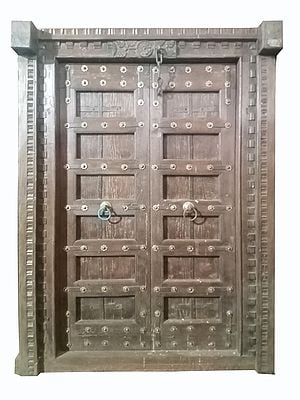 81" Large Wooden Entrance Gate | Vintage Indian Door
