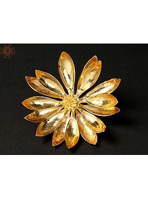 6" Brass with Gold Plated Double Layer Sun Flower | Wall Décor