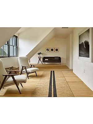 Blue Line Hemp Natural Fiber Jute Area Rug For Home Decor - Available in Various Sizes