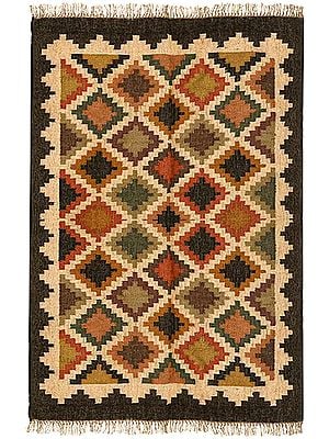 Multicolored Handwoven Wool And Jute Rug - Available in Various Sizes