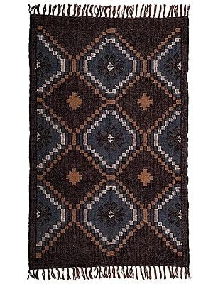 Brown Multicolored Hand Woven Jute And Wool Rug - Available in Various Sizes