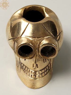 2" Small Brass Advitiya Hollow Skull / Khopadi Open from Top