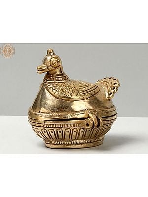2'' Peacock Shaped Kumkum Box | Brass Statue