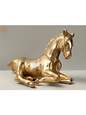 7'' Reclining Horse | Brass Statue