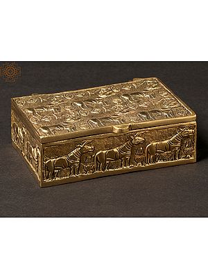 5" Brass Mohenjo Daro Storage Box | Artistic Wooden Cabinets