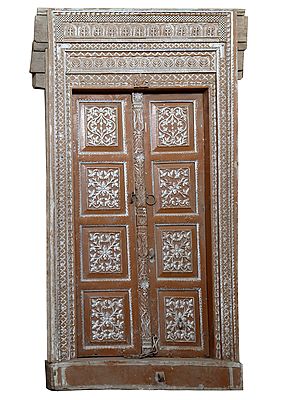 89" Large Wooden Jodhpur Designer Door | Vintage Indian Door