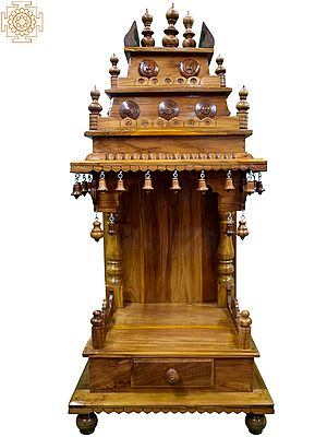 39'' Large Finely Carved Mandapam (Temple) | Wooden Handicrafts