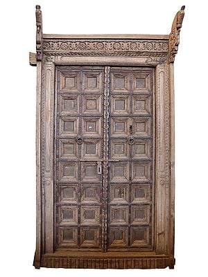 100" Large Traditional Square Design Old Wooden Door | Vintage Doors From Rajsthan