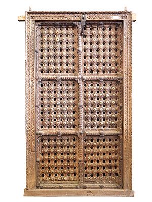 63'' Large Ventilation Old Wooden Door | Vintage Doors From Rajsthan