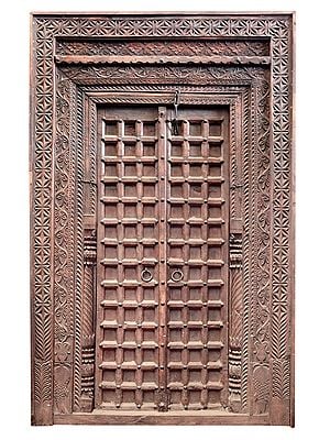 102'' Large Finely Carved Old Wooden Door | Vintage Doors From Rajasthan