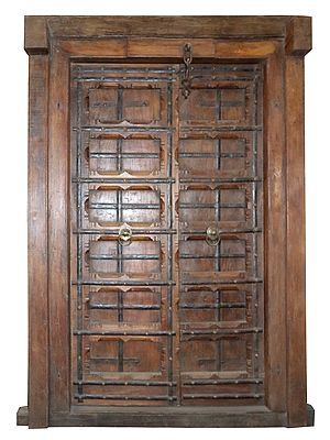 83" Large Designer Wooden Front Door from Jodhpur | Vintage Indian Door