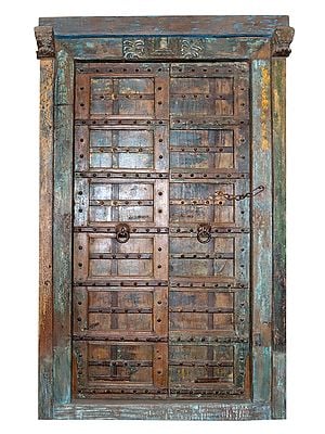 97" Large Wooden Rajasthani Old Door | Vintage Indian Door