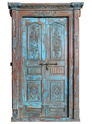 90" Large Old Wooden Entrance Door | Vintage Indian Door