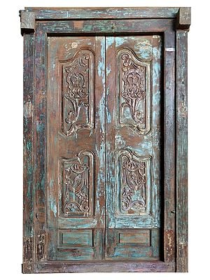 90" Large Wooden Double Door from Jodhpur | Vintage Indian Door