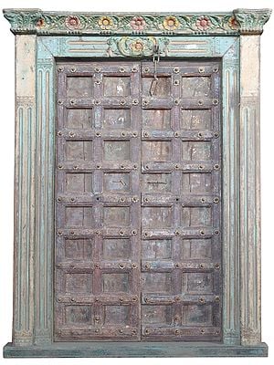 81" Large Wooden Entrance Door from Jodhpur | Vintage Indian Door