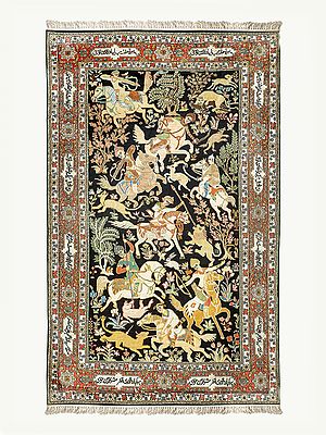 Royal Hunt Vintage Kashmiri Carpet