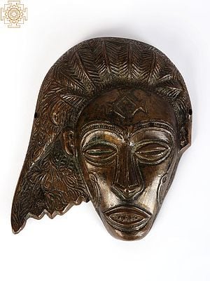 5" Bronze Tribal Lady Face | Wall Decor