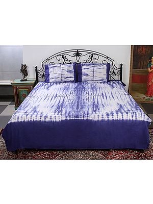 White and Blue Batik-Dyed Bedsheet from Rajasthan