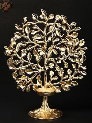 9" Gold-Plated Brass Tree Candle Stand