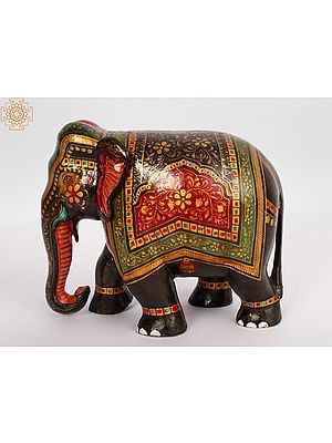 7" Wooden Decorated Walking Elephant | Home Décor