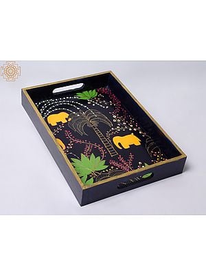 14" Jungle Theme Wooden Serving Tray