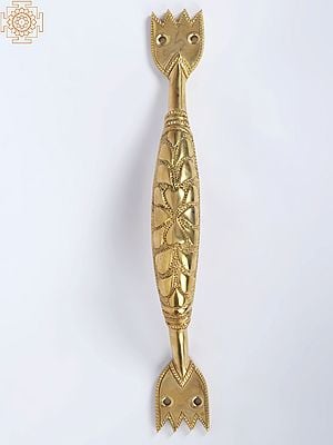11" Brass Door Handles With Petals Engraved | Brass Statue