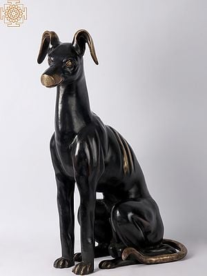 30'' Dog Figurine in Brass | Animal Statue for Home Decor