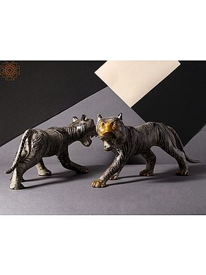 14'' Roaring Tiger Statue (Pair of 2) | Home Decor
