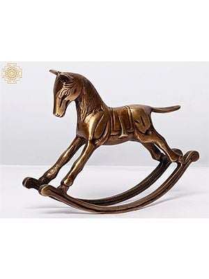 6" Brass Rocking Horse - Tabletop Figurine Statue