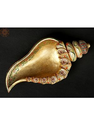 12'' Designer Painted Conch Urli | Home Décor | Made In India