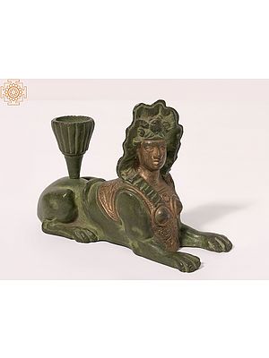 6" Grecian Sphinx with Candle Holder | Brass Statue