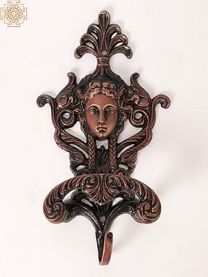 9" Princes Face Wall  Hanging Hook in Brass