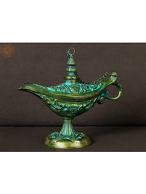 9" Aladin Magic Chiraag in Brass | Home Decor