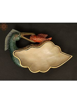 12" Heron Bird Designer Urli in Marble