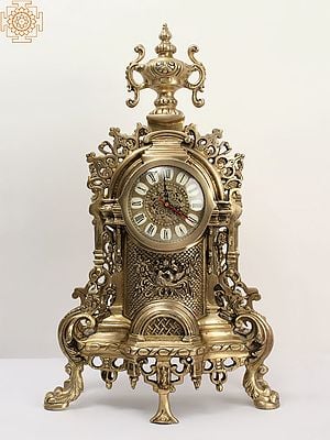 23" Designer Tabletop Brass Clock | Made in India