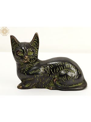 6" Small Brass Beautiful Cat | Home Decor