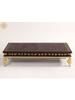 36" Rectangular Shape Designer Chowki with Dangling Ghungroos | Wood and Brass