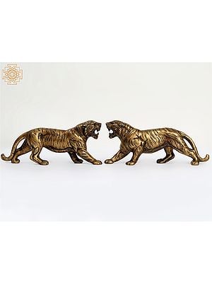 9" Brass Decorative Tiger Pair | Home Decor
