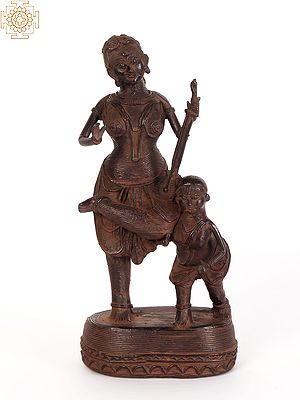 9" Brass Tribal Mother and Child