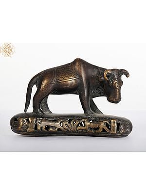 4" Bull Design Jhama (Foot Scrubber) in Bronze | Collector Item