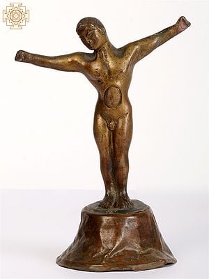 7" Original Bronze Stretching Nude Man Statue