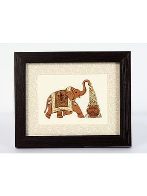 Gajalakshmi Wood Art | With Frame | Table Decor