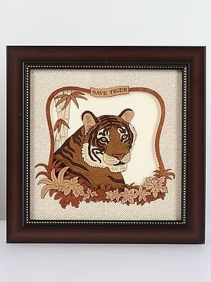 Save The Tiger Wood Art with Frame | Wall Hanging and Table Decor Piece