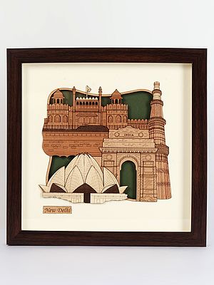 Monuments Of Delhi  Wood Art | With Frame | Wall Hanging