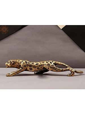 10" Angry Leopard Brass Figurines | Home Decor