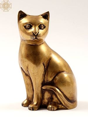 Seated Cat Figurine | Brass Decor Statue