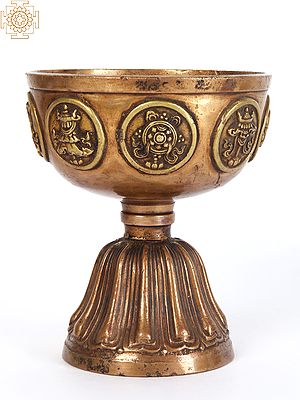 Ashtamangala Fine Quality Butter Lamp | Bronze