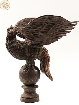 20" Decorative Wooden Eagle Sitting on Ball